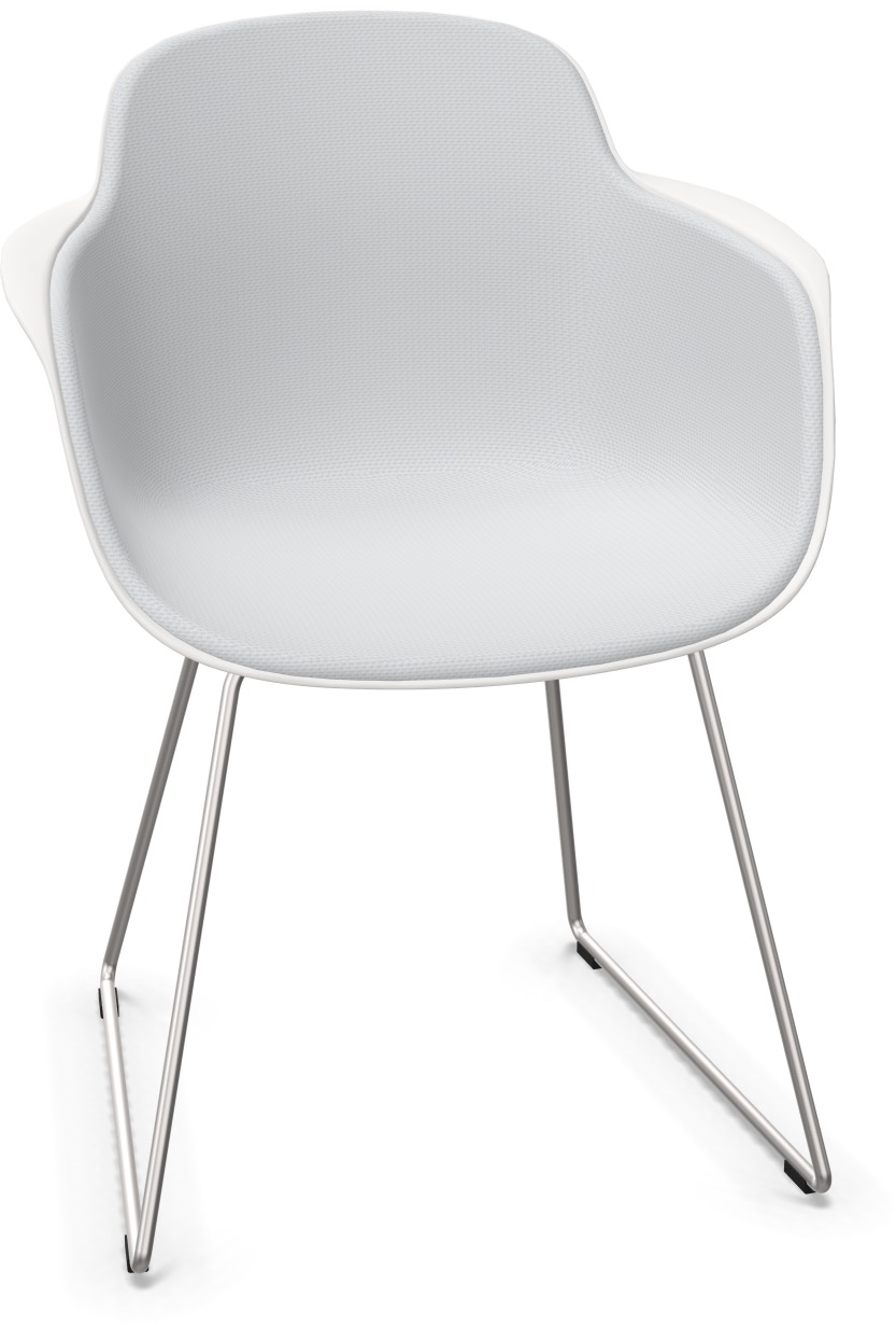 SICLA Sled gepolstert in Grau / Weiss / Chrom präsentiert im Onlineshop von KAQTU Design AG. Stuhl mit Armlehne ist von Infiniti Design