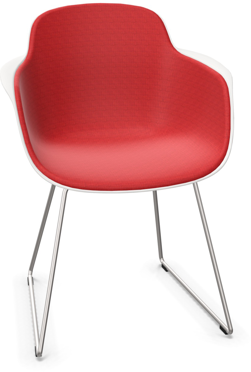 SICLA Sled gepolstert in Rot / Weiss / Chrom präsentiert im Onlineshop von KAQTU Design AG. Stuhl mit Armlehne ist von Infiniti Design