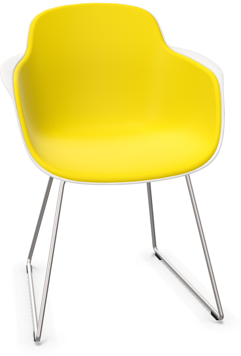 SICLA Sled gepolstert in Gelb / Weiss / Chrom präsentiert im Onlineshop von KAQTU Design AG. Stuhl mit Armlehne ist von Infiniti Design