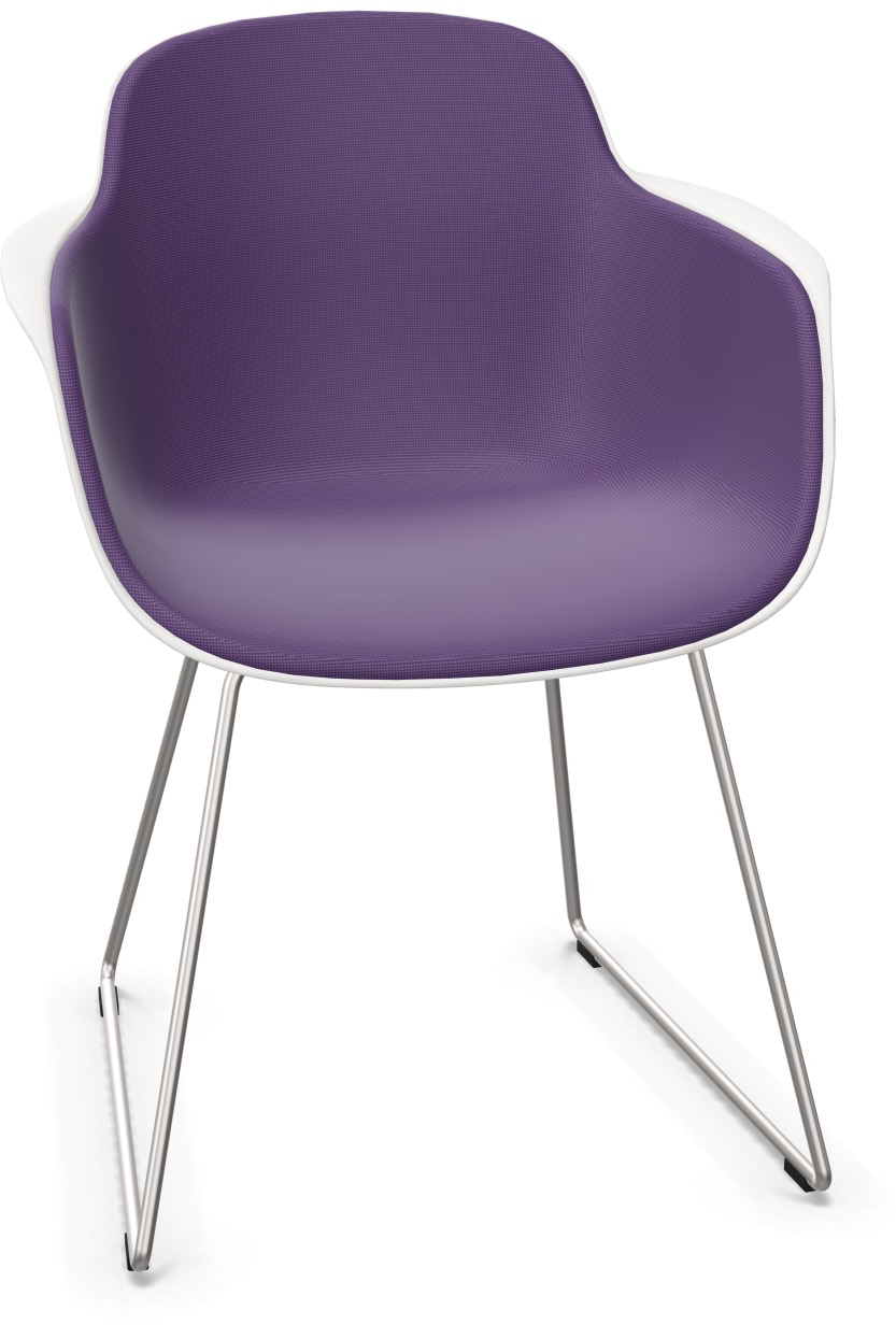 SICLA Sled gepolstert in Violett / Weiss / Chrom präsentiert im Onlineshop von KAQTU Design AG. Stuhl mit Armlehne ist von Infiniti Design