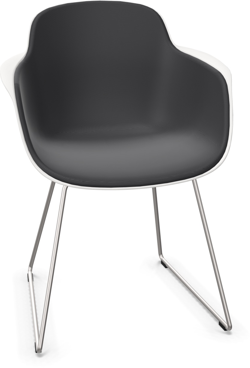 SICLA Sled gepolstert in Weiss / Chrom präsentiert im Onlineshop von KAQTU Design AG. Stuhl mit Armlehne ist von Infiniti Design