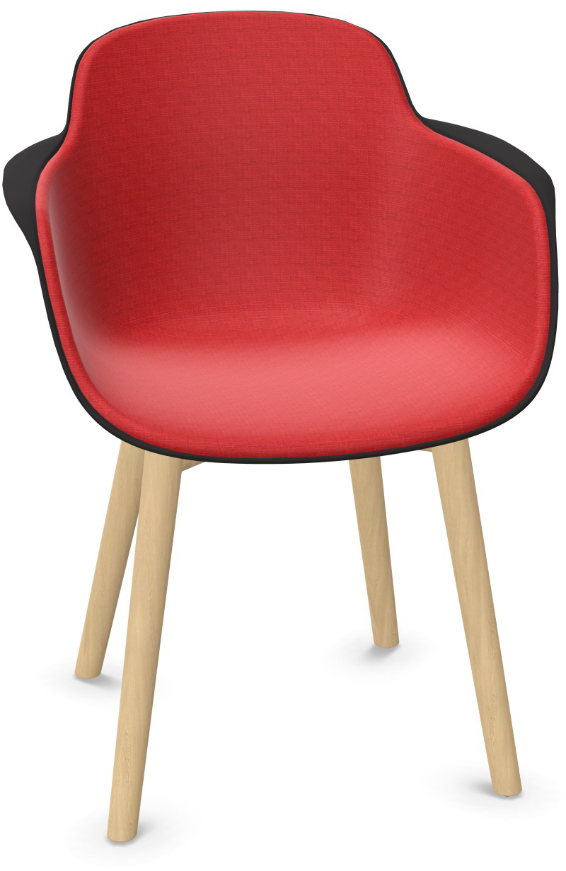 SICLA Holz gepolstert in Rot / Schwarz / Natur präsentiert im Onlineshop von KAQTU Design AG. Stuhl mit Armlehne ist von Infiniti Design