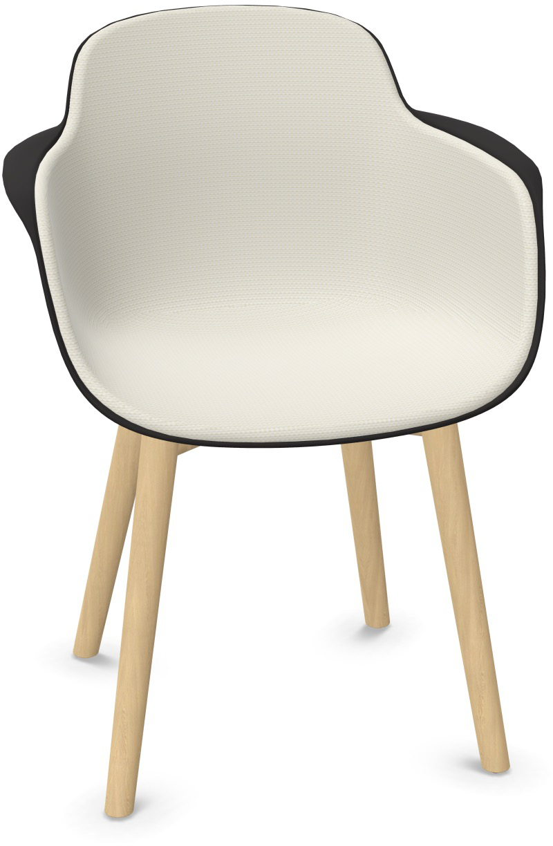 SICLA Holz gepolstert in Sandweiss / Schwarz / Natur präsentiert im Onlineshop von KAQTU Design AG. Stuhl mit Armlehne ist von Infiniti Design