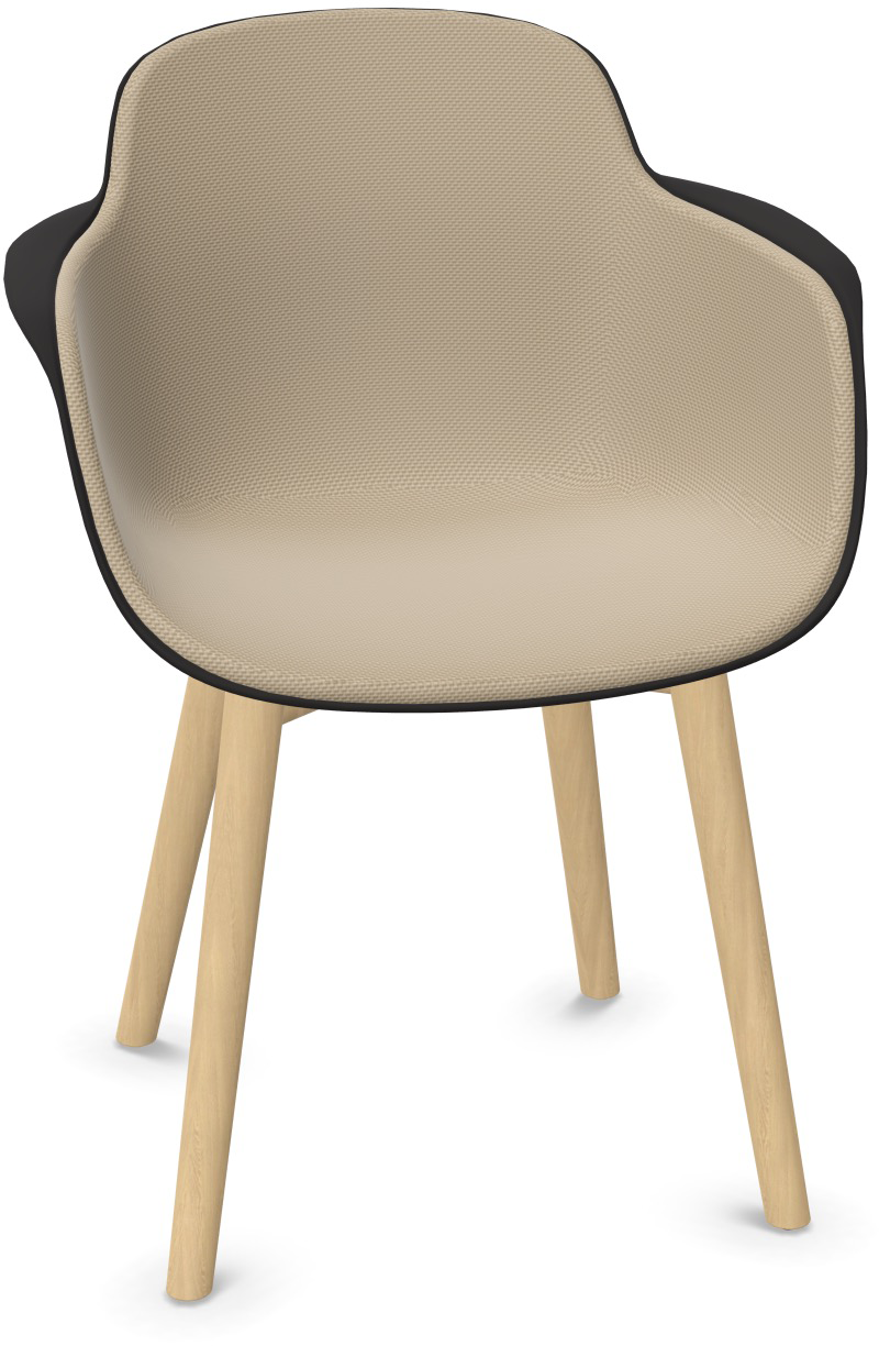 SICLA Holz gepolstert in Hellbraun / Schwarz / Natur präsentiert im Onlineshop von KAQTU Design AG. Stuhl mit Armlehne ist von Infiniti Design