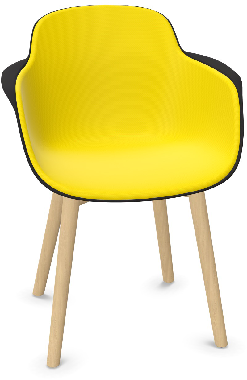 SICLA Holz gepolstert in Gelb / Schwarz / Natur präsentiert im Onlineshop von KAQTU Design AG. Stuhl mit Armlehne ist von Infiniti Design