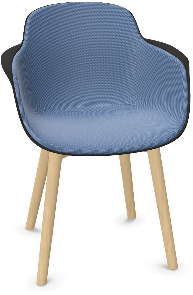 SICLA Holz gepolstert in Blau / Schwarz / Natur präsentiert im Onlineshop von KAQTU Design AG. Stuhl mit Armlehne ist von Infiniti Design