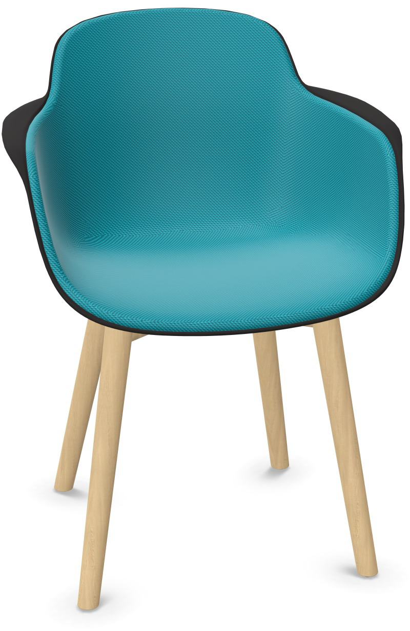 SICLA Holz gepolstert in Türkis / Schwarz / Natur präsentiert im Onlineshop von KAQTU Design AG. Stuhl mit Armlehne ist von Infiniti Design
