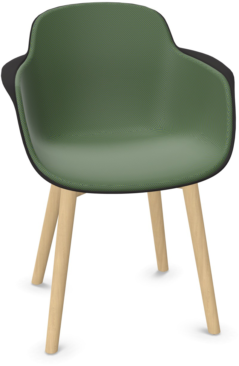 SICLA Holz gepolstert in Dunkelgrün / Schwarz / Natur präsentiert im Onlineshop von KAQTU Design AG. Stuhl mit Armlehne ist von Infiniti Design