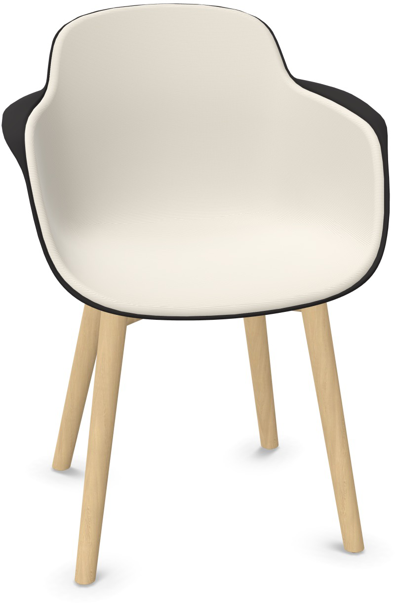 SICLA Holz gepolstert in Weiss / Schwarz / Natur präsentiert im Onlineshop von KAQTU Design AG. Stuhl mit Armlehne ist von Infiniti Design