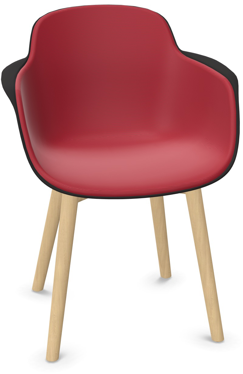 SICLA Holz gepolstert in Dunkelrot / Schwarz / Natur präsentiert im Onlineshop von KAQTU Design AG. Stuhl mit Armlehne ist von Infiniti Design