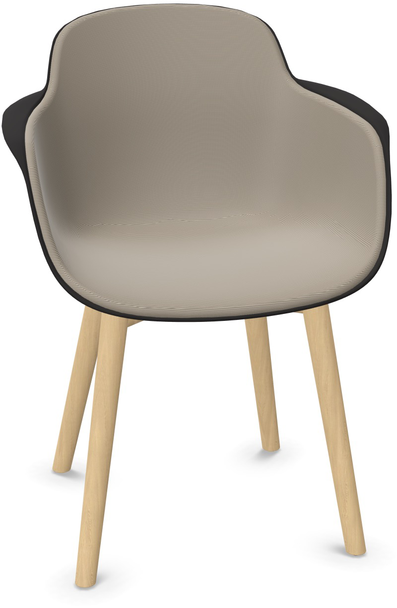 SICLA Holz gepolstert in Beige / Schwarz / Natur präsentiert im Onlineshop von KAQTU Design AG. Stuhl mit Armlehne ist von Infiniti Design
