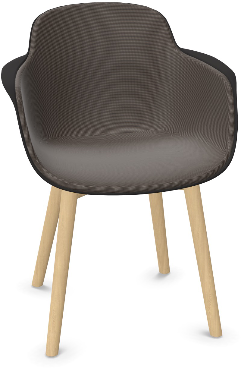 SICLA Holz gepolstert in Graubraun / Schwarz / Natur präsentiert im Onlineshop von KAQTU Design AG. Stuhl mit Armlehne ist von Infiniti Design