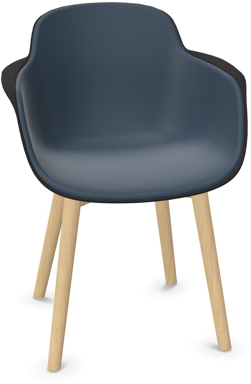 SICLA Holz gepolstert in Dunkelblau / Schwarz / Natur präsentiert im Onlineshop von KAQTU Design AG. Stuhl mit Armlehne ist von Infiniti Design