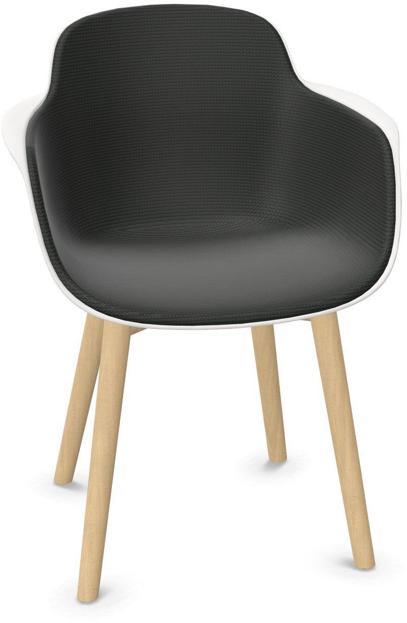SICLA Holz gepolstert in Schwarz / Weiss / Natur präsentiert im Onlineshop von KAQTU Design AG. Stuhl mit Armlehne ist von Infiniti Design
