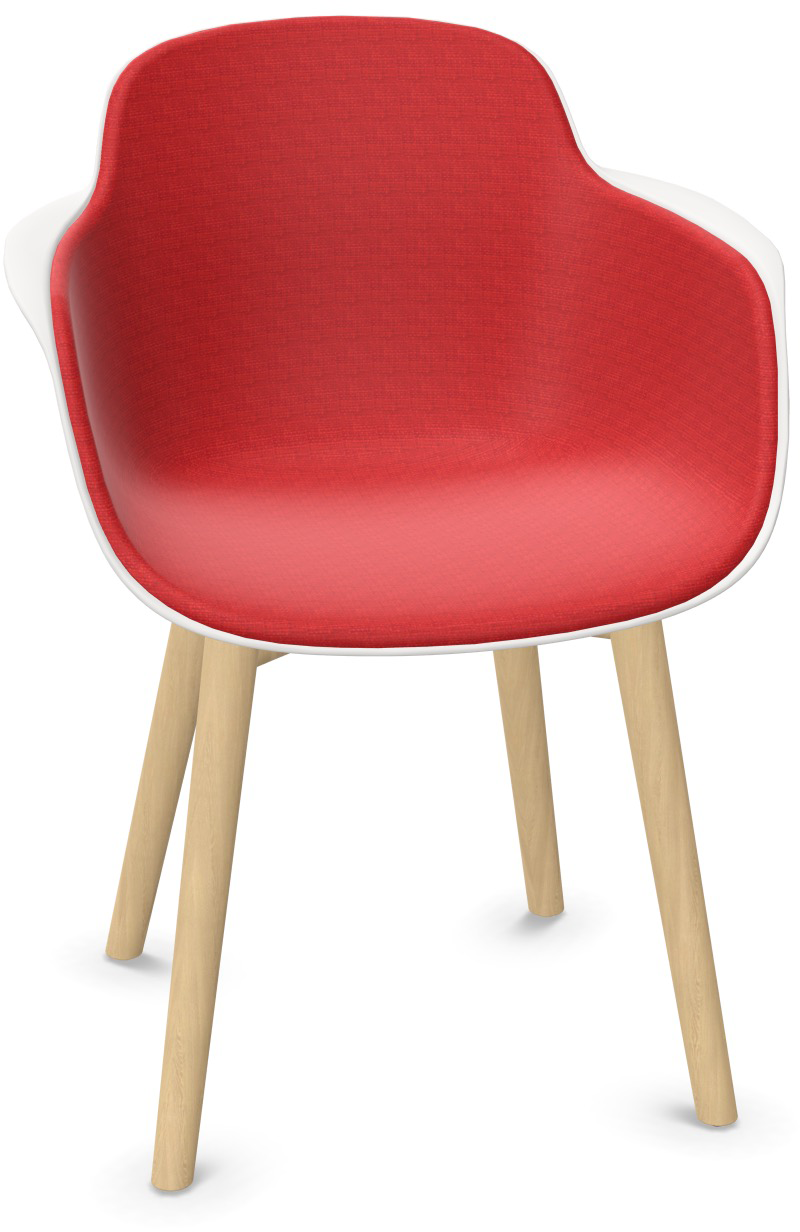 SICLA Holz gepolstert in Rot / Weiss / Natur präsentiert im Onlineshop von KAQTU Design AG. Stuhl mit Armlehne ist von Infiniti Design