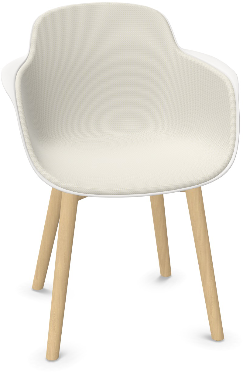 SICLA Holz gepolstert in Sandweiss / Weiss / Natur präsentiert im Onlineshop von KAQTU Design AG. Stuhl mit Armlehne ist von Infiniti Design
