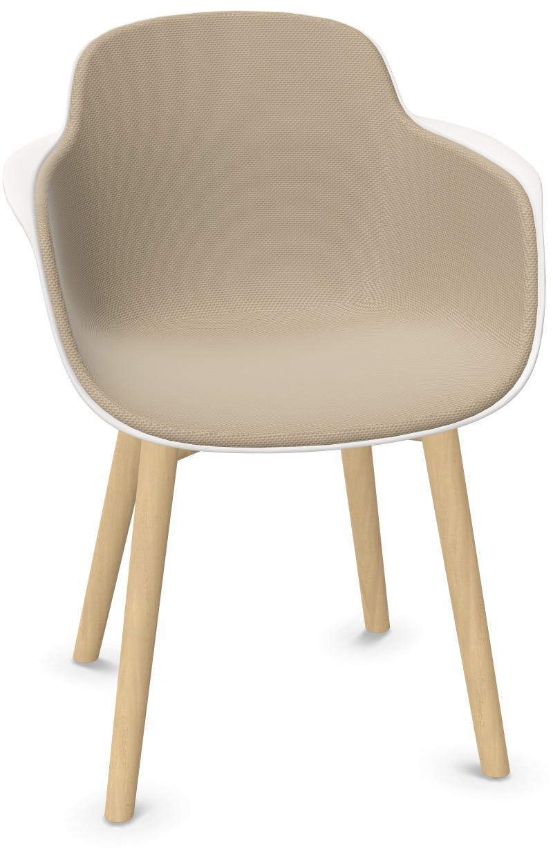 SICLA Holz gepolstert in Hellbraun / Weiss / Natur präsentiert im Onlineshop von KAQTU Design AG. Stuhl mit Armlehne ist von Infiniti Design