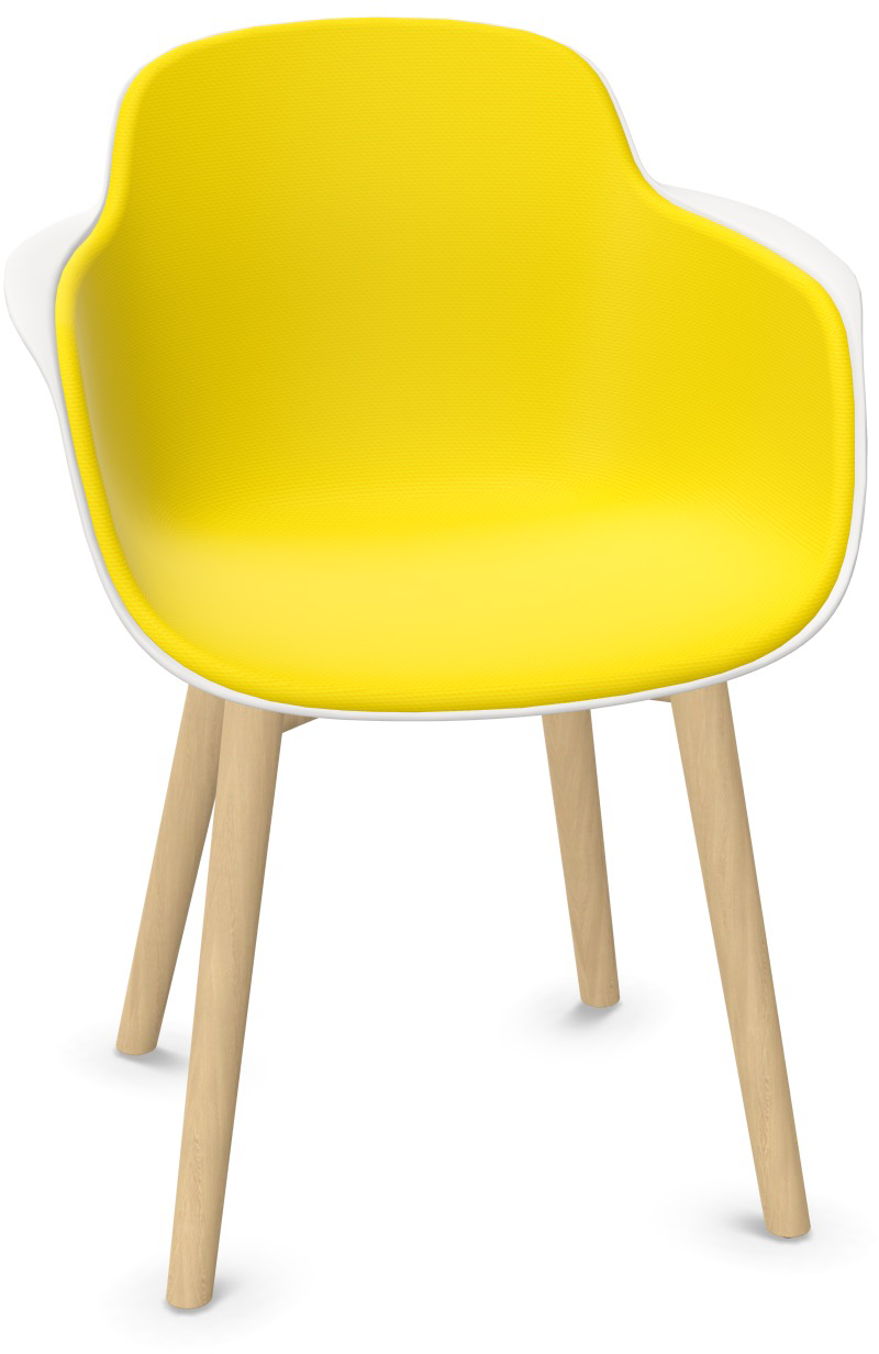 SICLA Holz gepolstert in Gelb / Weiss / Natur präsentiert im Onlineshop von KAQTU Design AG. Stuhl mit Armlehne ist von Infiniti Design