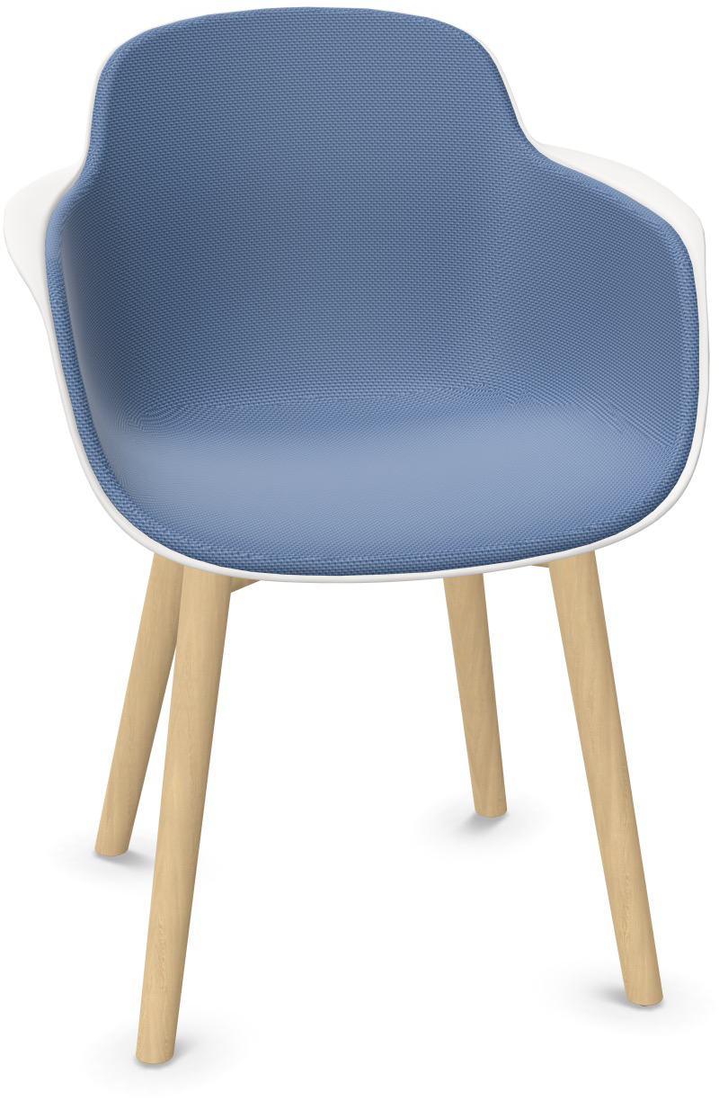 SICLA Holz gepolstert in Blau / Weiss / Natur präsentiert im Onlineshop von KAQTU Design AG. Stuhl mit Armlehne ist von Infiniti Design