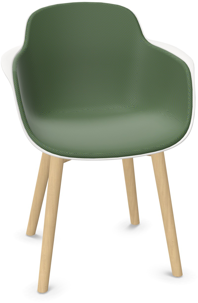 SICLA Holz gepolstert in Dunkelgrün / Weiss / Natur präsentiert im Onlineshop von KAQTU Design AG. Stuhl mit Armlehne ist von Infiniti Design