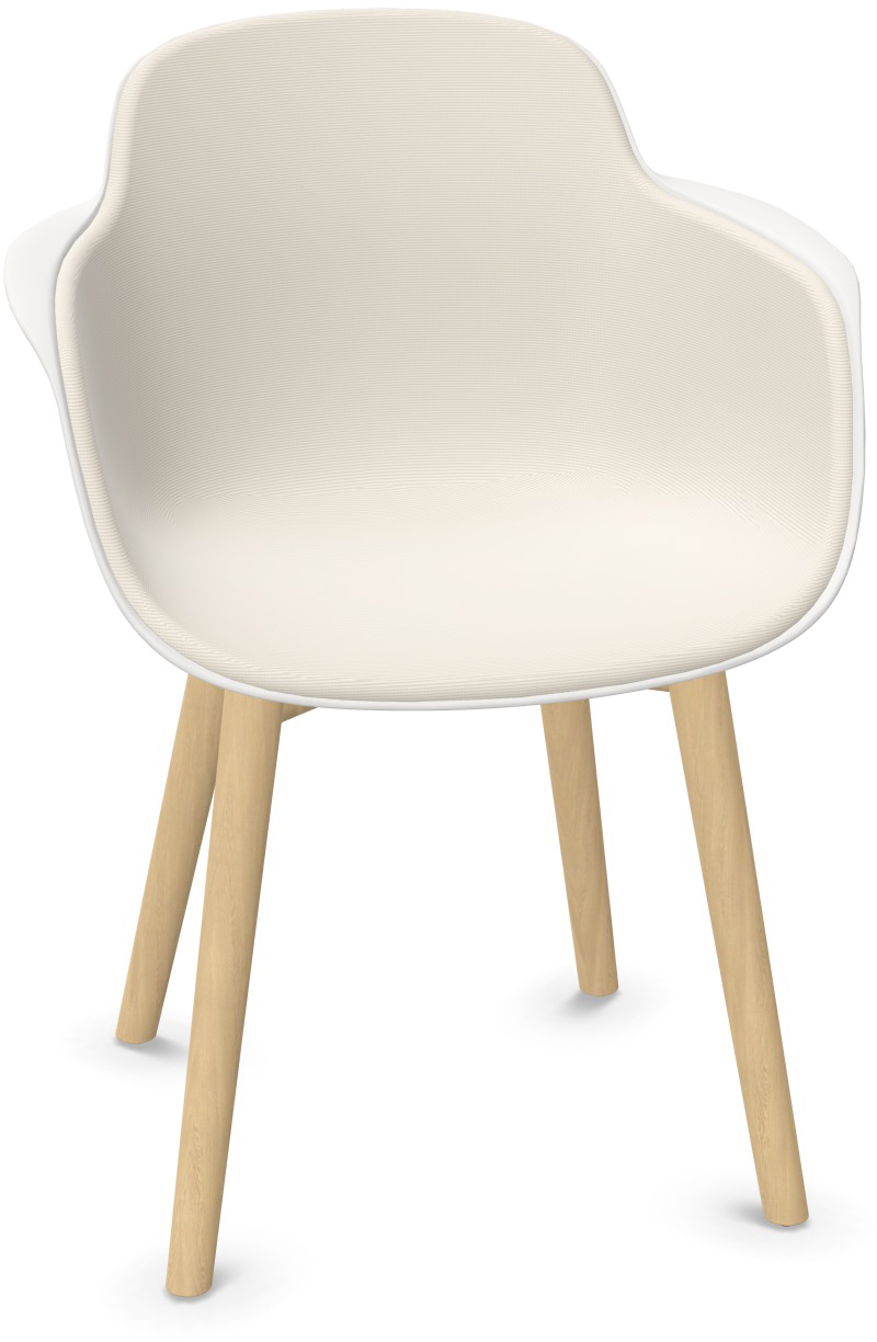 SICLA Holz gepolstert in Weiss / Weiss / Natur präsentiert im Onlineshop von KAQTU Design AG. Stuhl mit Armlehne ist von Infiniti Design