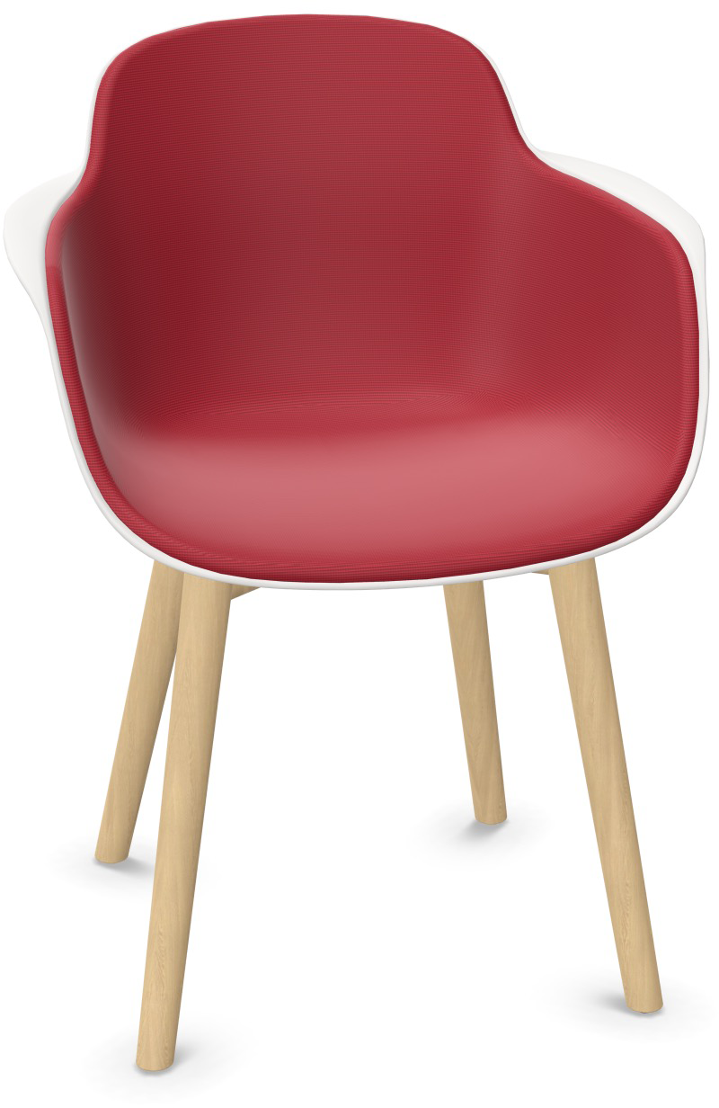 SICLA Holz gepolstert in Dunkelrot / Weiss / Natur präsentiert im Onlineshop von KAQTU Design AG. Stuhl mit Armlehne ist von Infiniti Design