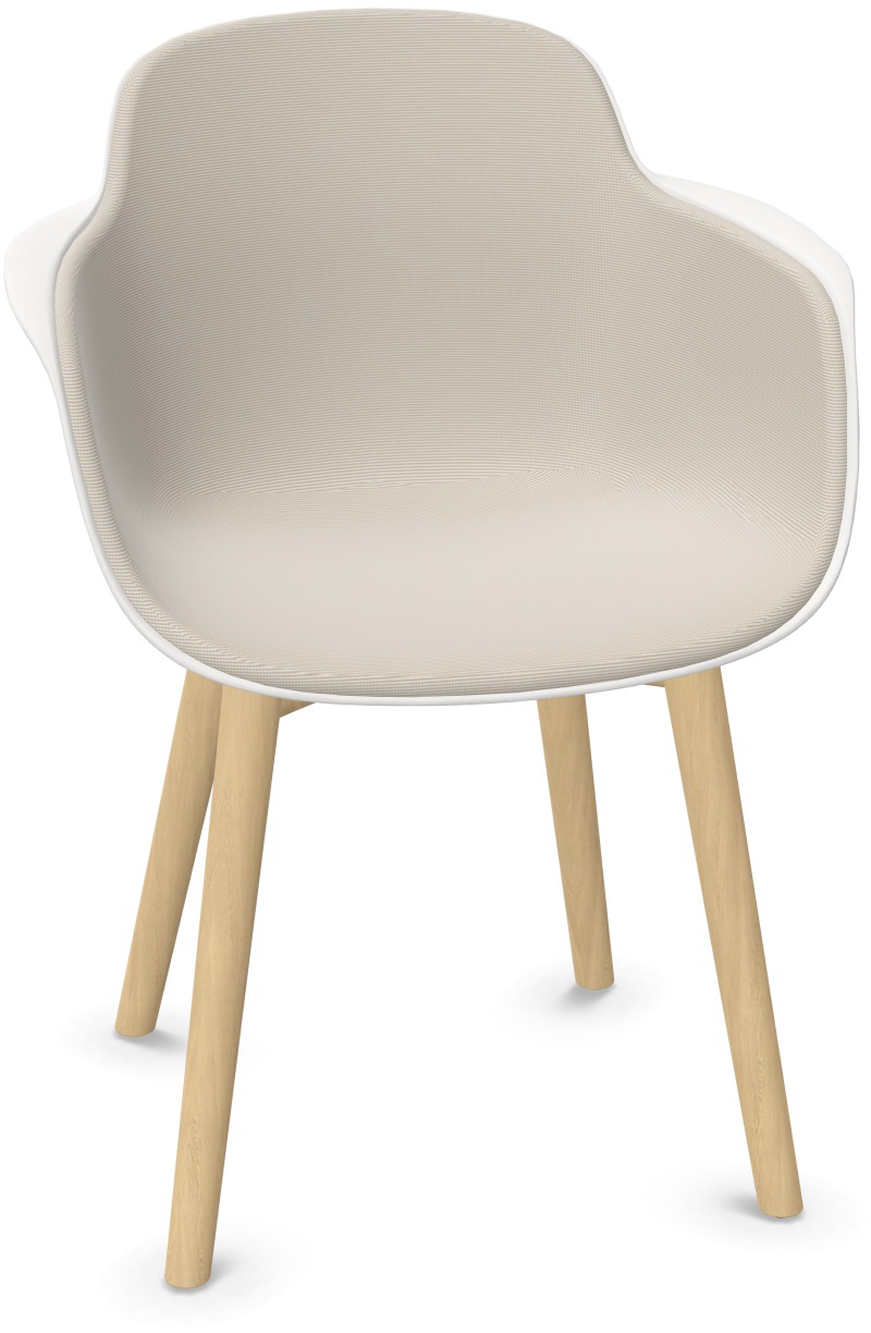 SICLA Holz gepolstert in Hellgrau / Weiss / Natur präsentiert im Onlineshop von KAQTU Design AG. Stuhl mit Armlehne ist von Infiniti Design