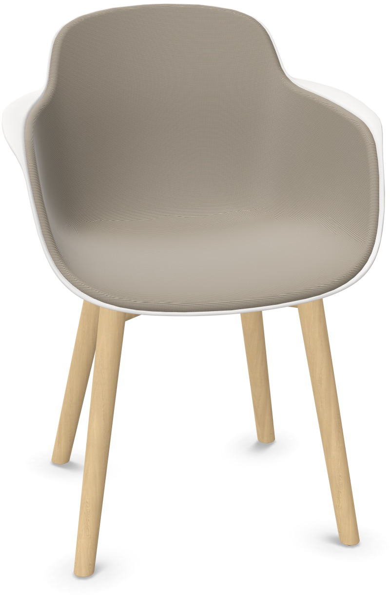 SICLA Holz gepolstert in Beige / Weiss / Natur präsentiert im Onlineshop von KAQTU Design AG. Stuhl mit Armlehne ist von Infiniti Design