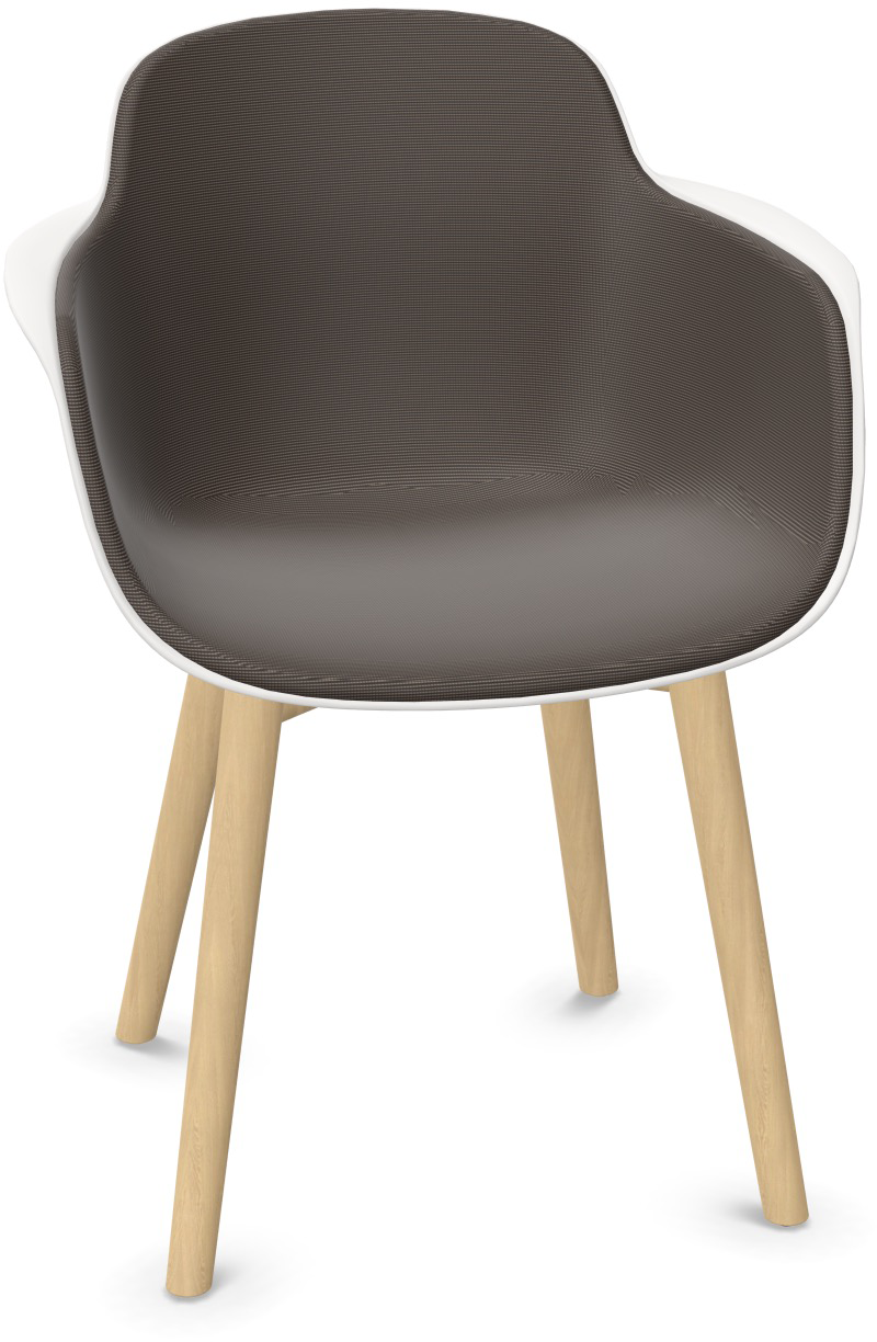 SICLA Holz gepolstert in Graubraun / Weiss / Natur präsentiert im Onlineshop von KAQTU Design AG. Stuhl mit Armlehne ist von Infiniti Design