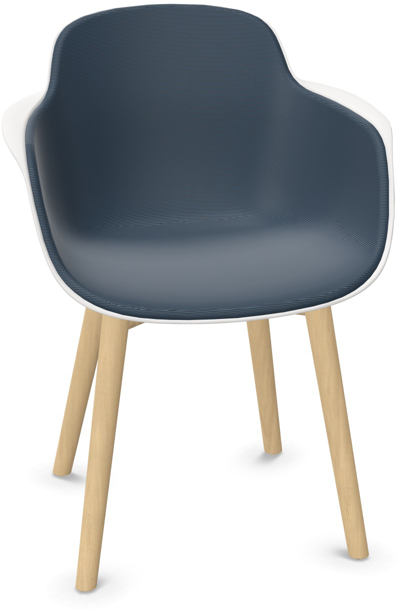 SICLA Holz gepolstert in Dunkelblau / Weiss / Natur präsentiert im Onlineshop von KAQTU Design AG. Stuhl mit Armlehne ist von Infiniti Design
