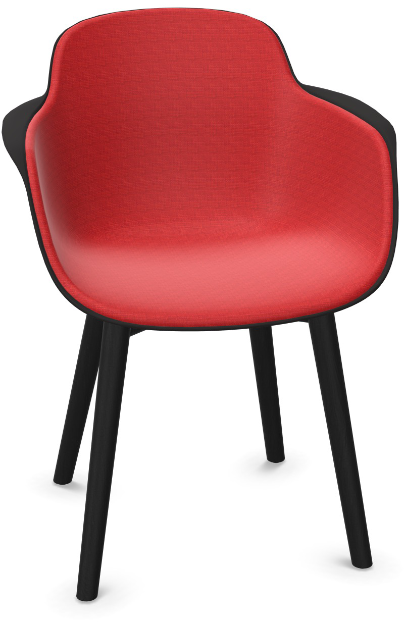 SICLA Holz gepolstert in Rot / Schwarz präsentiert im Onlineshop von KAQTU Design AG. Stuhl mit Armlehne ist von Infiniti Design