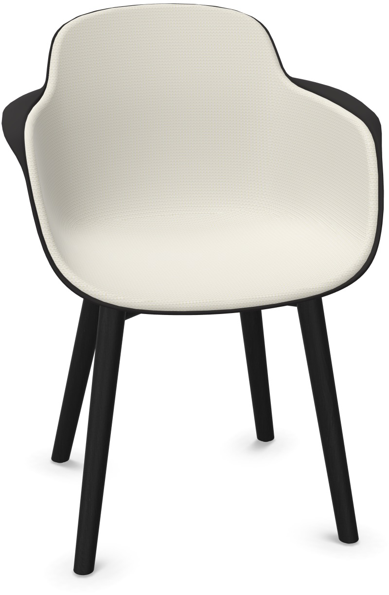 SICLA Holz gepolstert in Sandweiss / Schwarz präsentiert im Onlineshop von KAQTU Design AG. Stuhl mit Armlehne ist von Infiniti Design
