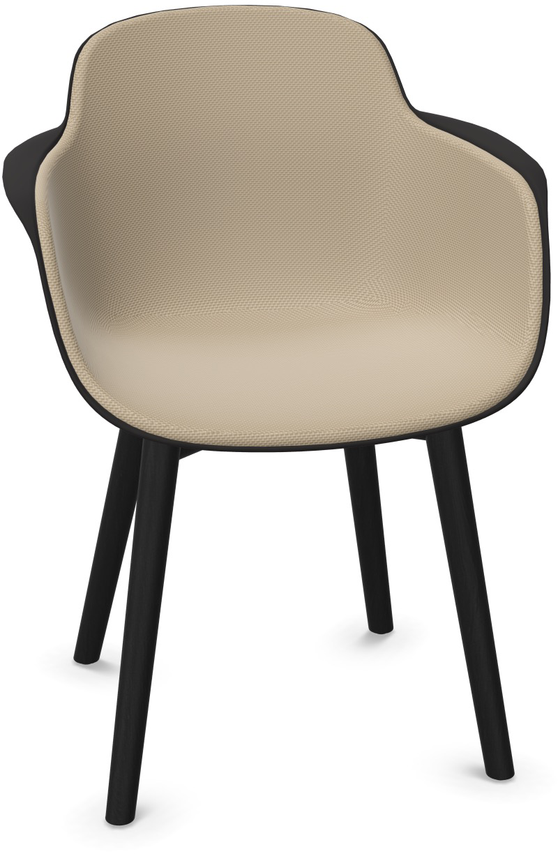 SICLA Holz gepolstert in Hellbraun / Schwarz präsentiert im Onlineshop von KAQTU Design AG. Stuhl mit Armlehne ist von Infiniti Design