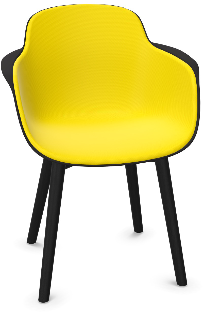 SICLA Holz gepolstert in Gelb / Schwarz präsentiert im Onlineshop von KAQTU Design AG. Stuhl mit Armlehne ist von Infiniti Design