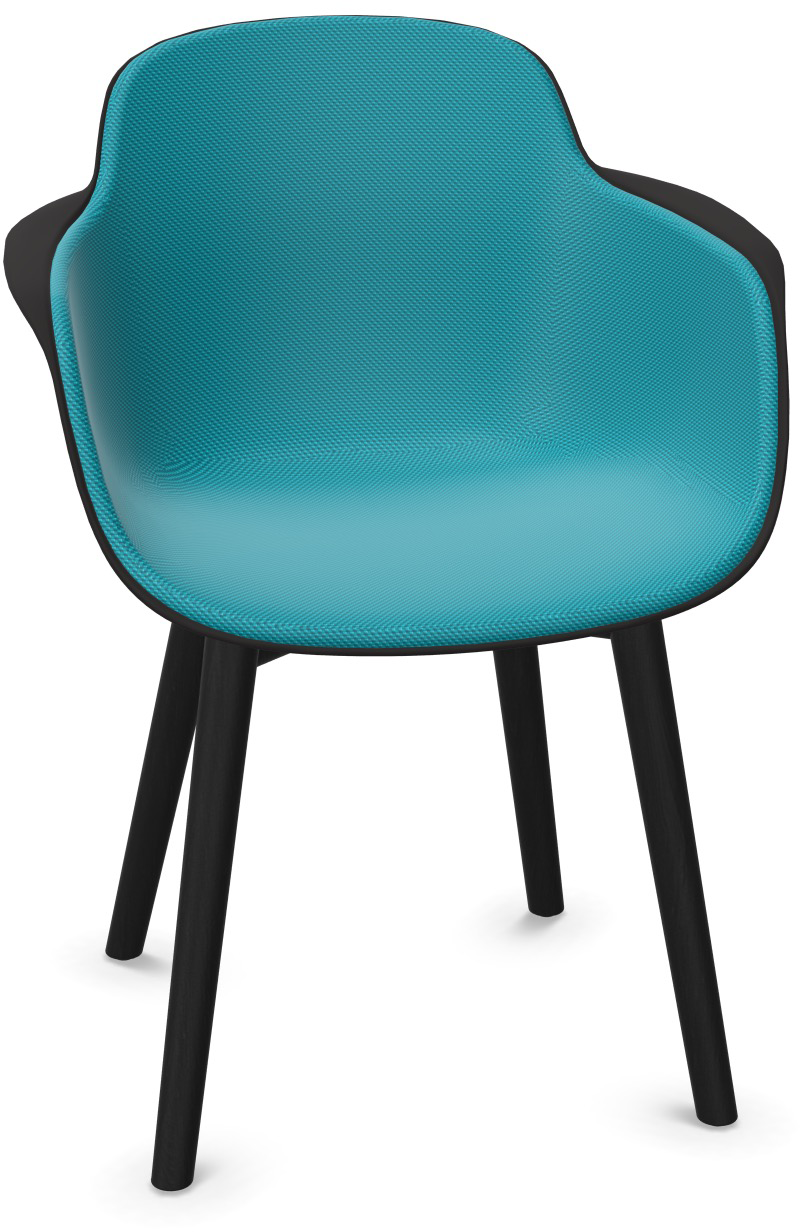 SICLA Holz gepolstert in Türkis / Schwarz präsentiert im Onlineshop von KAQTU Design AG. Stuhl mit Armlehne ist von Infiniti Design