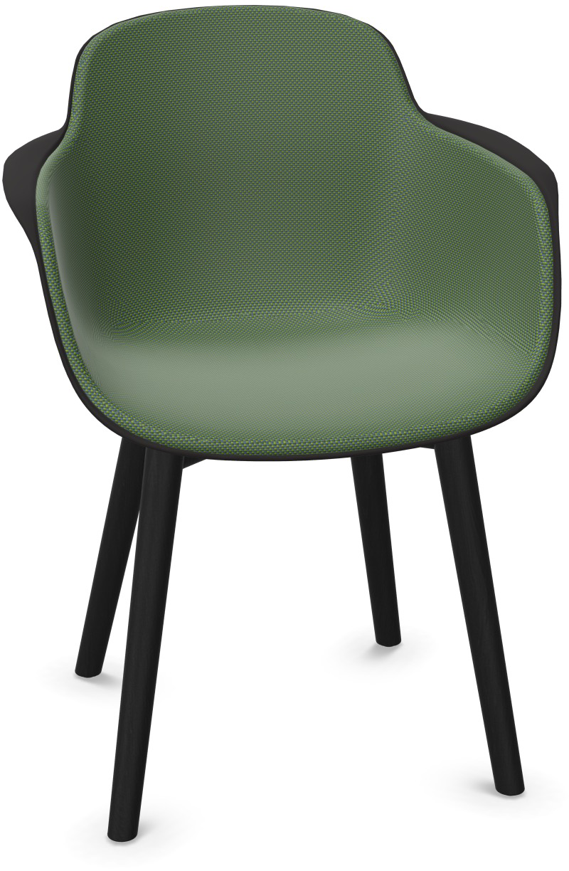 SICLA Holz gepolstert in Dunkelgrün / Schwarz präsentiert im Onlineshop von KAQTU Design AG. Stuhl mit Armlehne ist von Infiniti Design