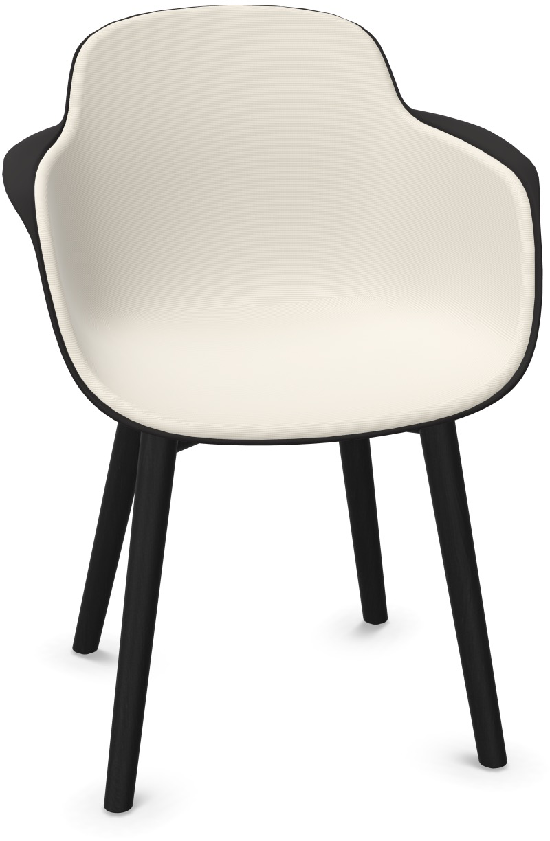 SICLA Holz gepolstert in Weiss / Schwarz präsentiert im Onlineshop von KAQTU Design AG. Stuhl mit Armlehne ist von Infiniti Design
