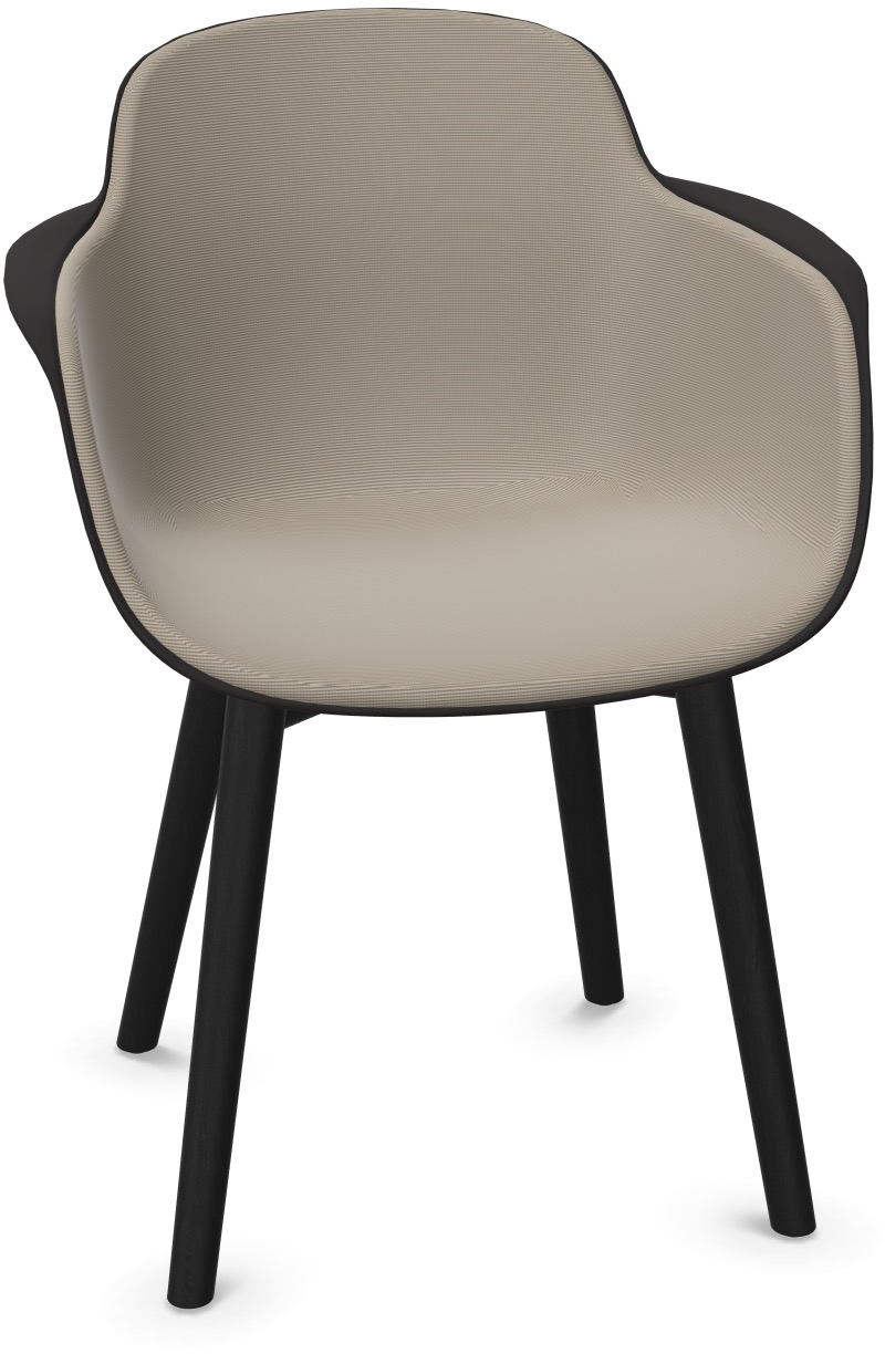 SICLA Holz gepolstert in Beige / Schwarz präsentiert im Onlineshop von KAQTU Design AG. Stuhl mit Armlehne ist von Infiniti Design