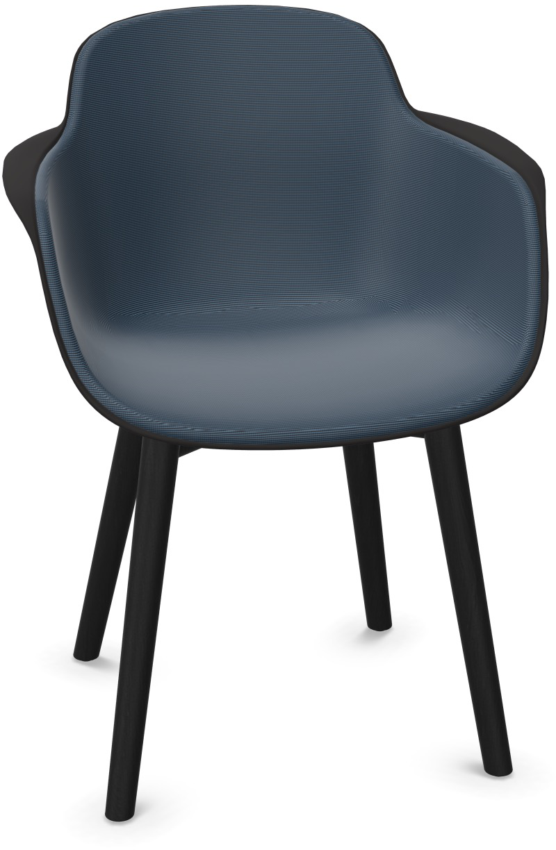 SICLA Holz gepolstert in Dunkelblau / Schwarz präsentiert im Onlineshop von KAQTU Design AG. Stuhl mit Armlehne ist von Infiniti Design