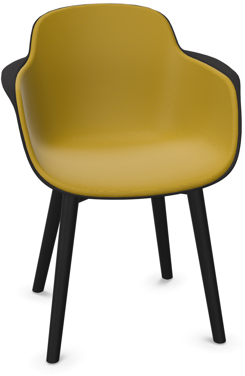 SICLA Holz gepolstert in Senfgelb / Schwarz präsentiert im Onlineshop von KAQTU Design AG. Stuhl mit Armlehne ist von Infiniti Design