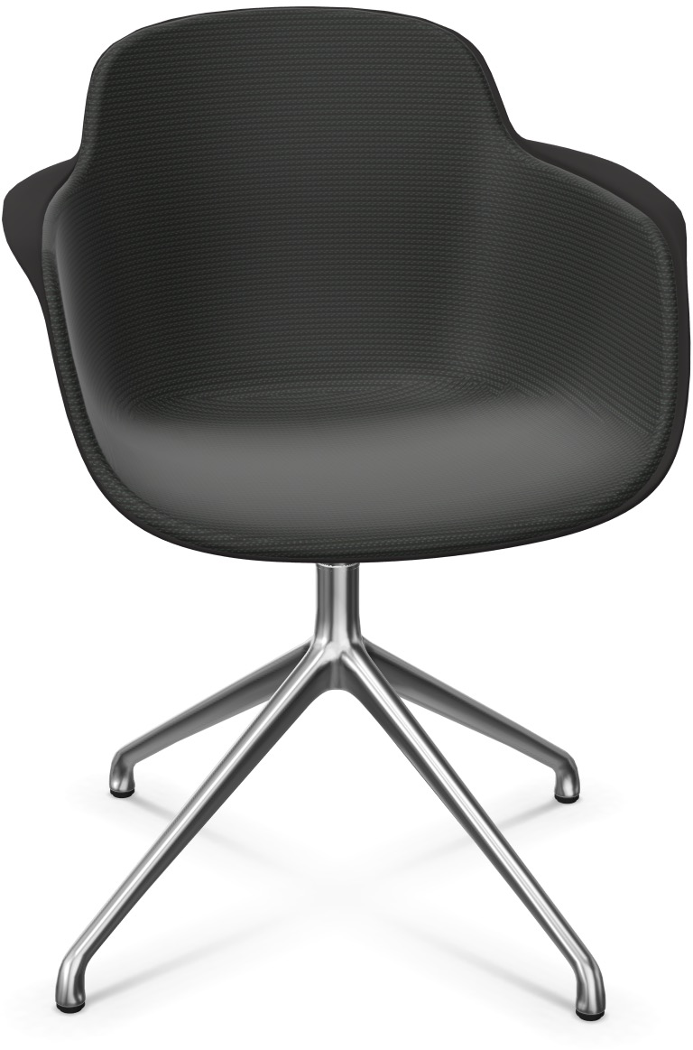 SICLA Alu gepolstert in Schwarz / Schwarz / Silber präsentiert im Onlineshop von KAQTU Design AG. Stuhl mit Armlehne ist von Infiniti Design