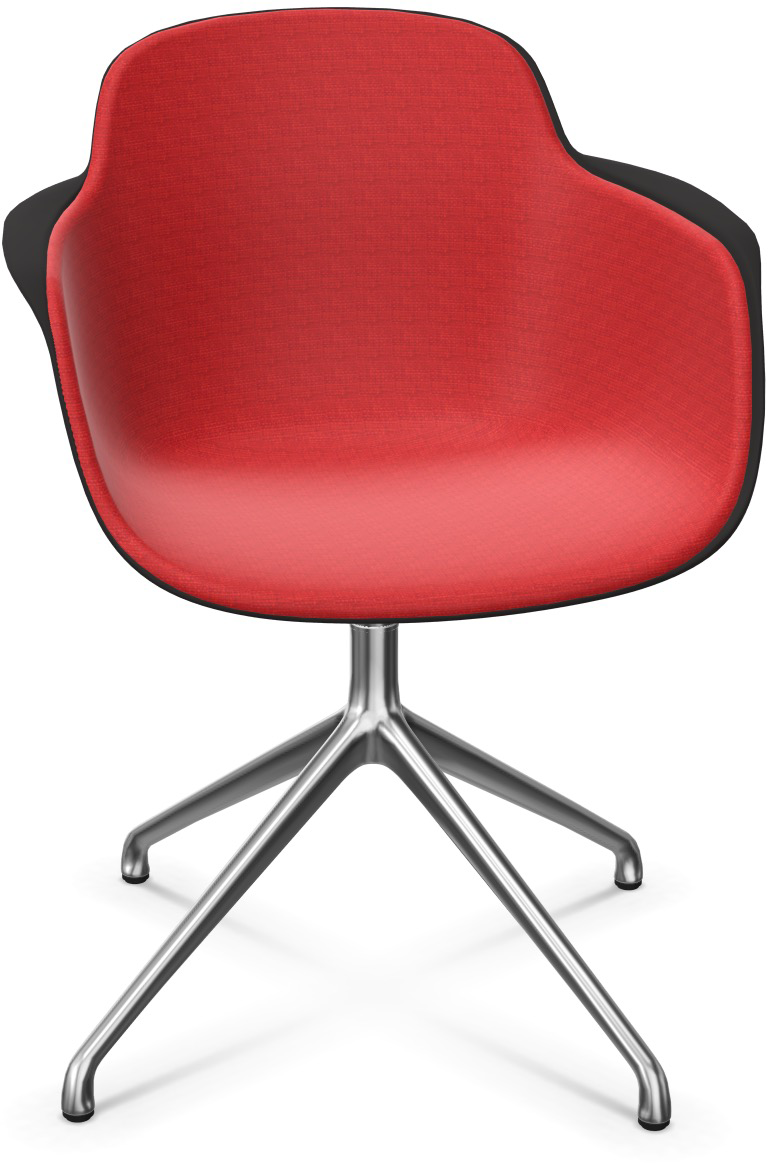 SICLA Alu gepolstert in Rot / Schwarz / Silber präsentiert im Onlineshop von KAQTU Design AG. Stuhl mit Armlehne ist von Infiniti Design