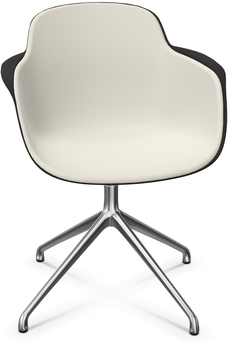 SICLA Alu gepolstert in Sandweiss / Schwarz / Silber präsentiert im Onlineshop von KAQTU Design AG. Stuhl mit Armlehne ist von Infiniti Design