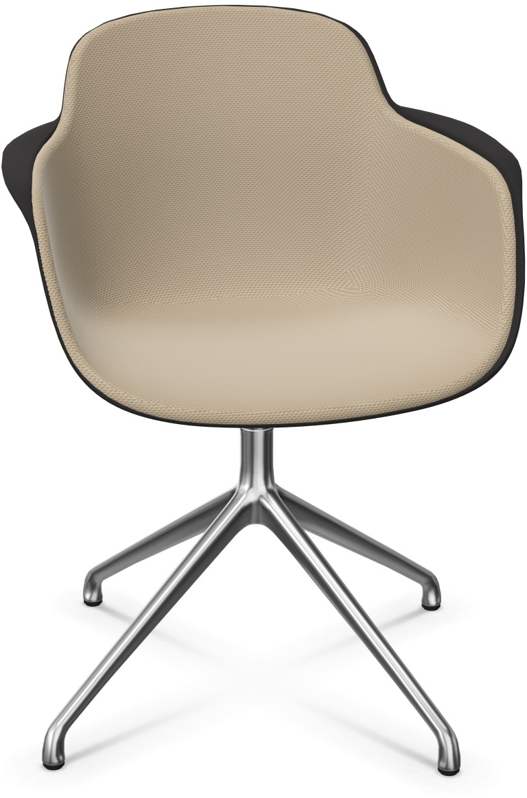 SICLA Alu gepolstert in Hellbraun / Schwarz / Silber präsentiert im Onlineshop von KAQTU Design AG. Stuhl mit Armlehne ist von Infiniti Design