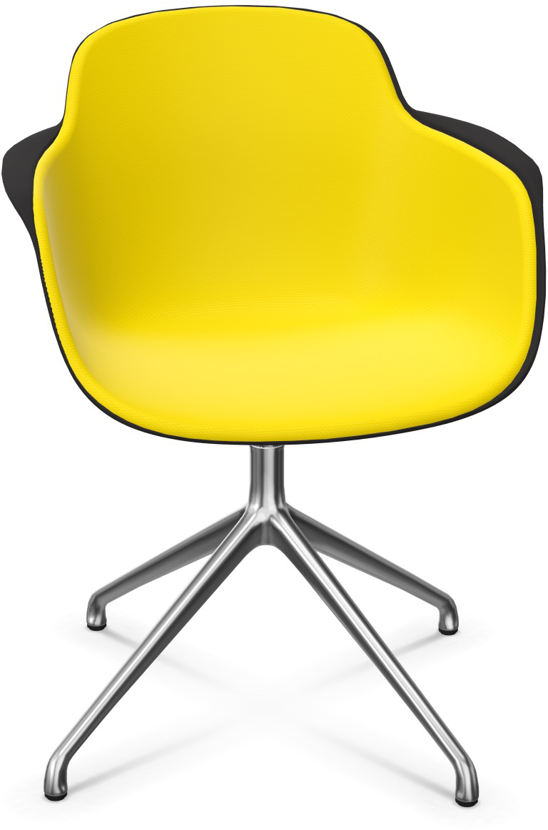 SICLA Alu gepolstert in Gelb / Schwarz / Silber präsentiert im Onlineshop von KAQTU Design AG. Stuhl mit Armlehne ist von Infiniti Design