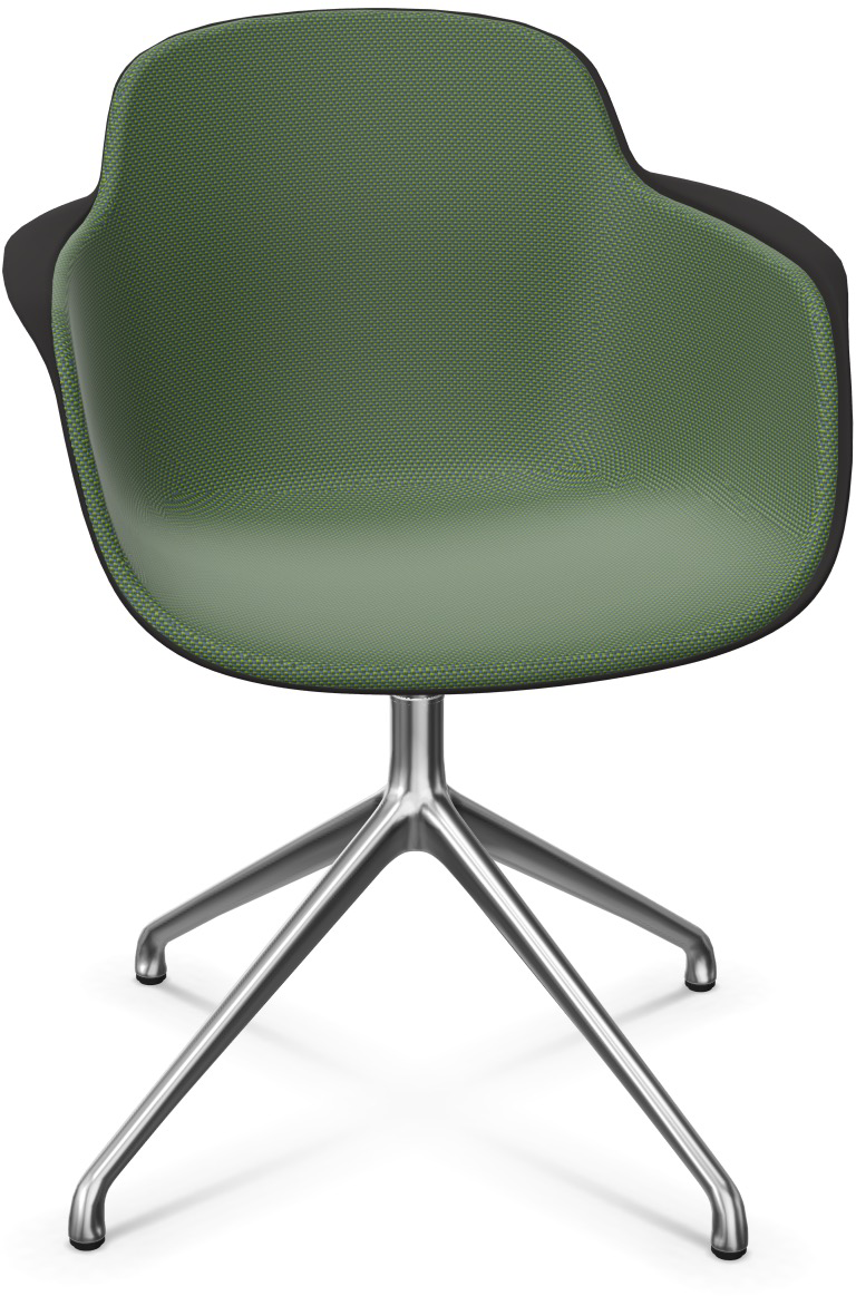 SICLA Alu gepolstert in Dunkelgrün / Schwarz / Silber präsentiert im Onlineshop von KAQTU Design AG. Stuhl mit Armlehne ist von Infiniti Design
