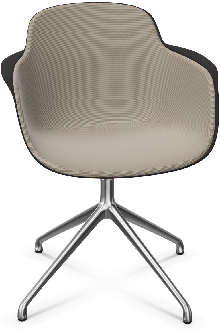 SICLA Alu gepolstert in Beige / Schwarz / Silber präsentiert im Onlineshop von KAQTU Design AG. Stuhl mit Armlehne ist von Infiniti Design