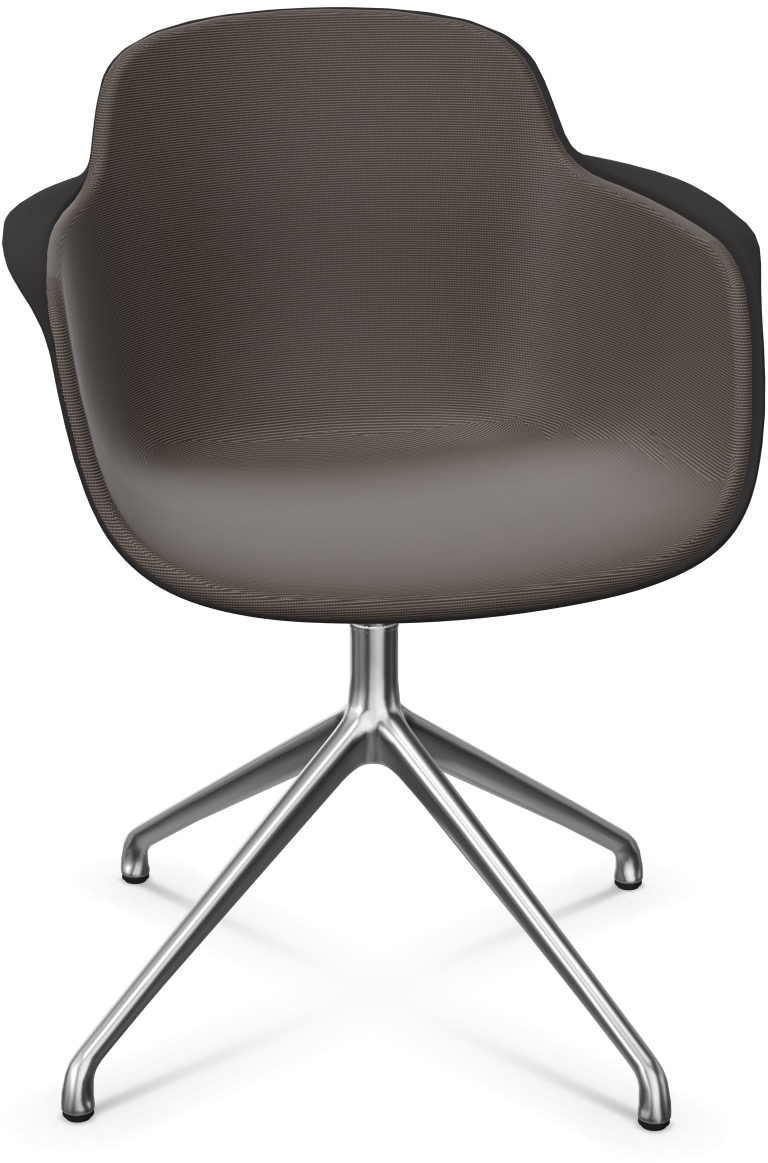 SICLA Alu gepolstert in Graubraun / Schwarz / Silber präsentiert im Onlineshop von KAQTU Design AG. Stuhl mit Armlehne ist von Infiniti Design