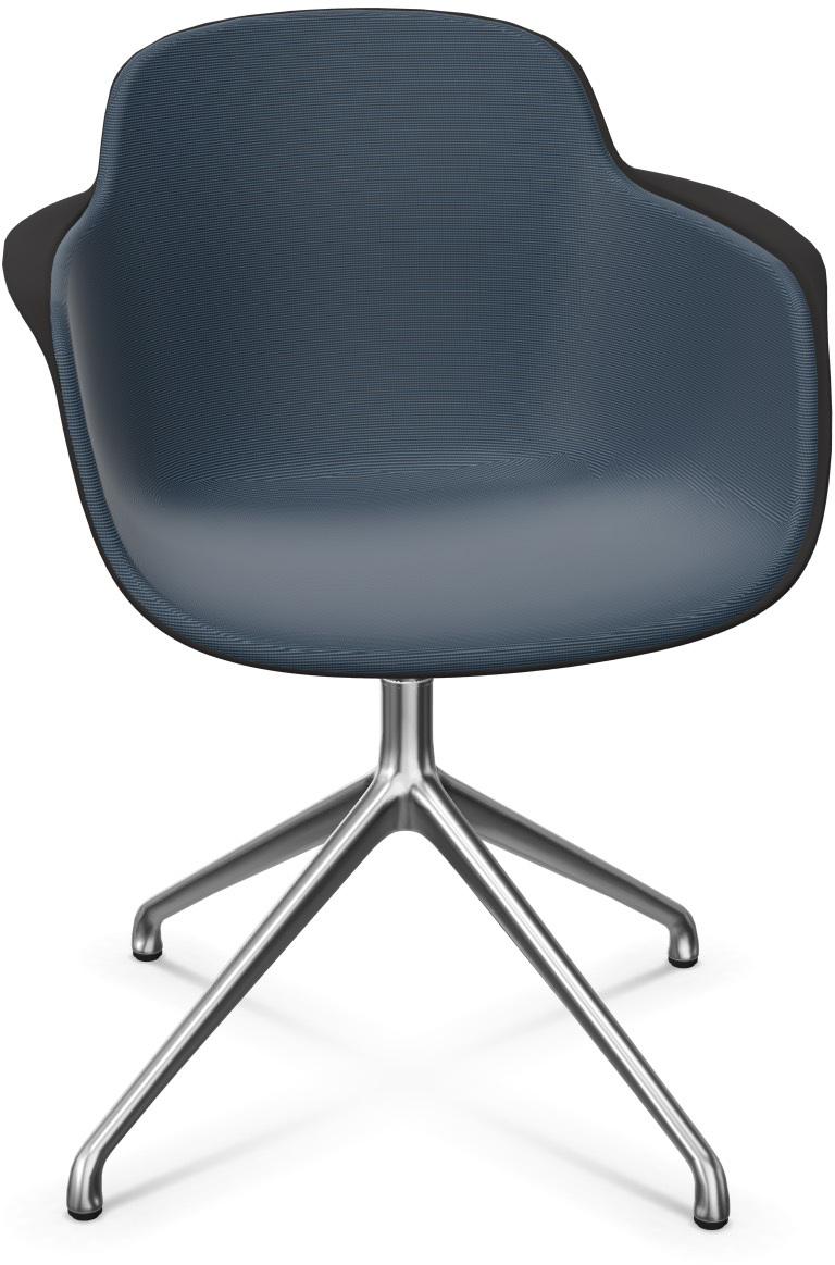 SICLA Alu gepolstert in Dunkelblau / Schwarz / Silber präsentiert im Onlineshop von KAQTU Design AG. Stuhl mit Armlehne ist von Infiniti Design