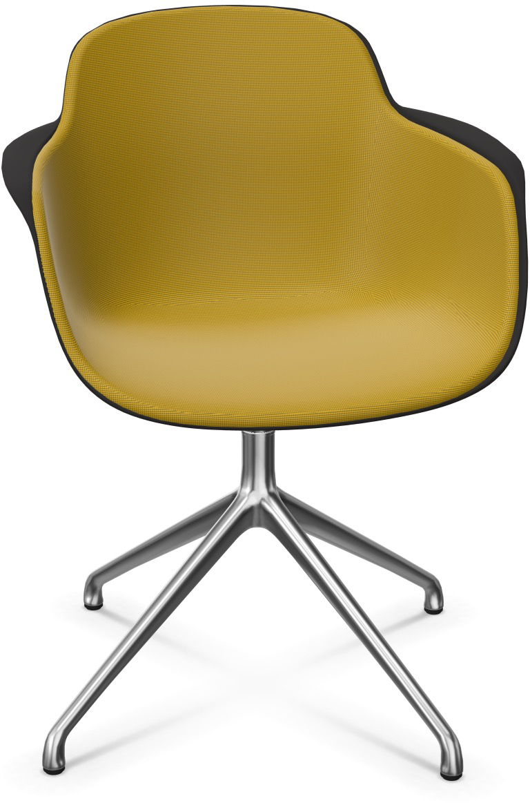 SICLA Alu gepolstert in Senfgelb / Schwarz / Silber präsentiert im Onlineshop von KAQTU Design AG. Stuhl mit Armlehne ist von Infiniti Design